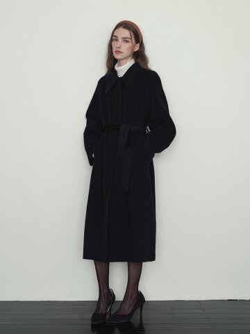 [리오더 13차] 캐시미어 싱글카라 롱 코트 - 블랙