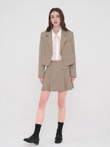 플리츠 미니스커트 - 베이지