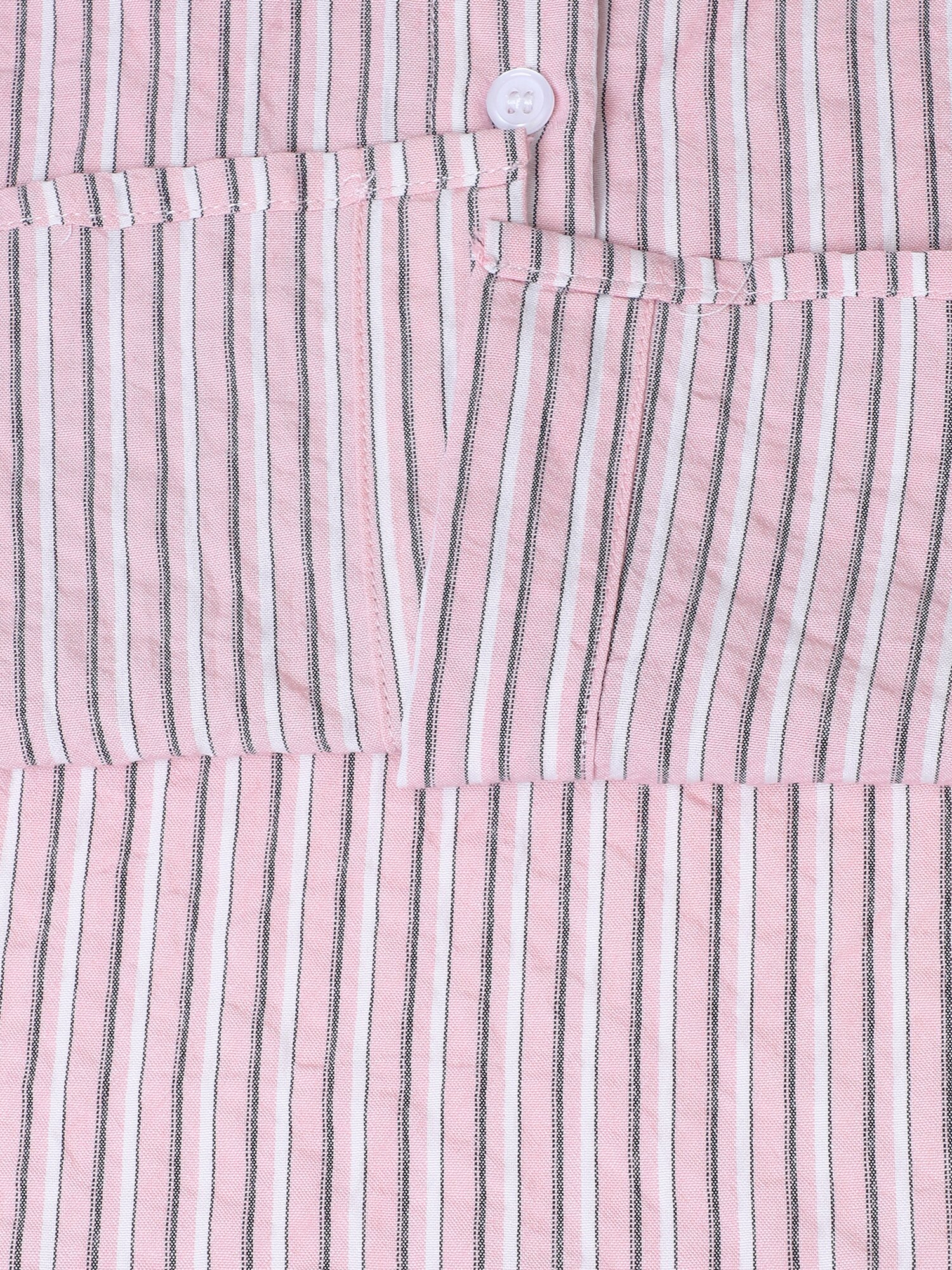 스트라이프 셔츠 칼라 블라우스 (PINK)
