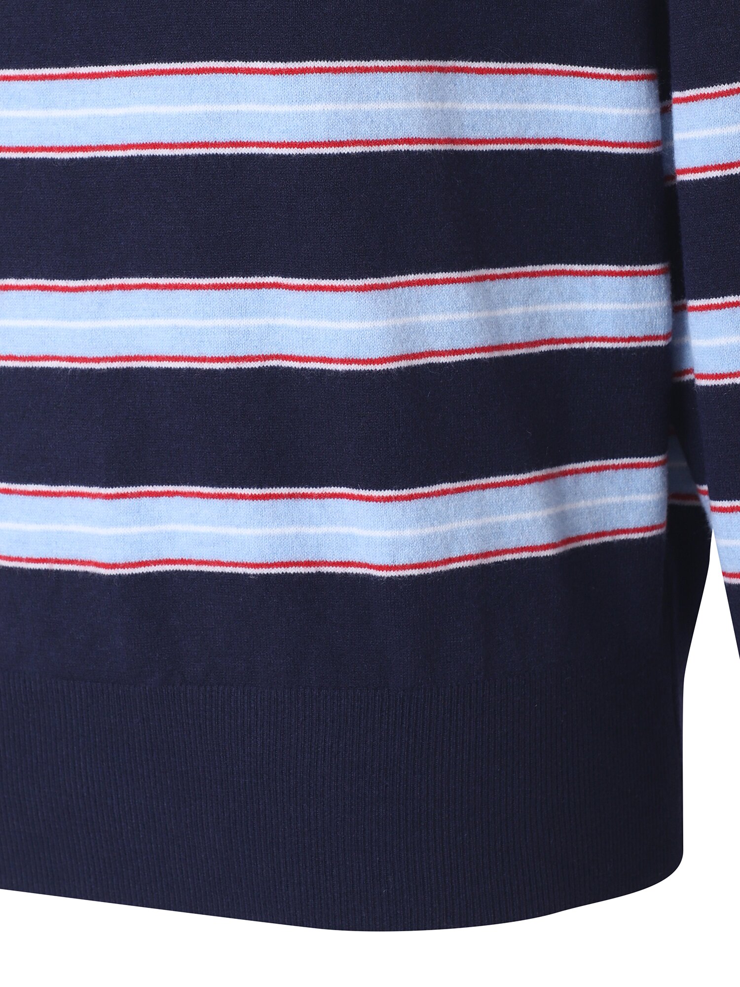 스트라이프 오픈 칼라 풀오버 니트 (NAVY)