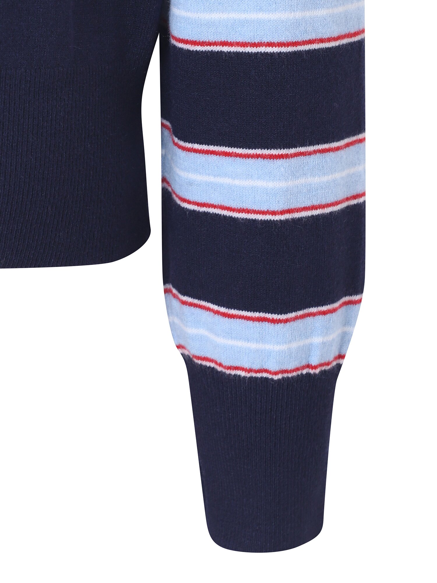 스트라이프 오픈 칼라 풀오버 니트 (NAVY)