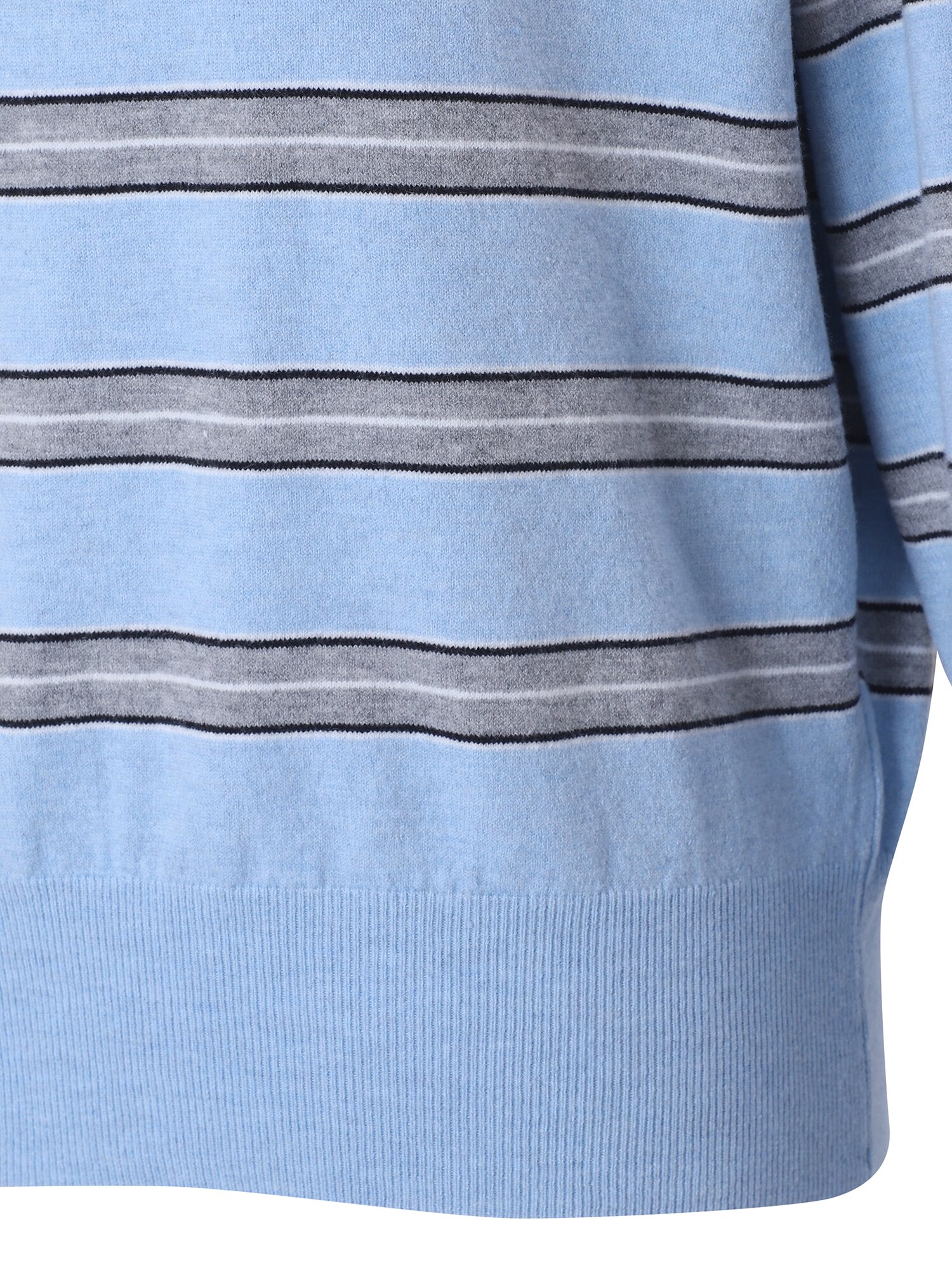 스트라이프 오픈 칼라 풀오버 니트 (LIGHT BLUE)