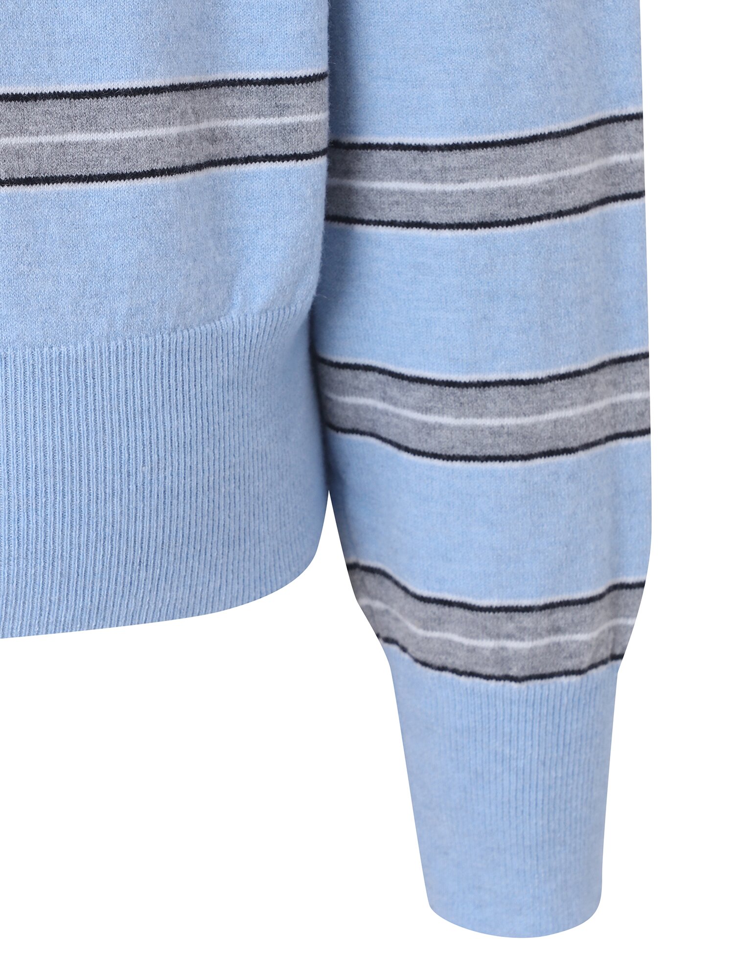 스트라이프 오픈 칼라 풀오버 니트 (LIGHT BLUE)