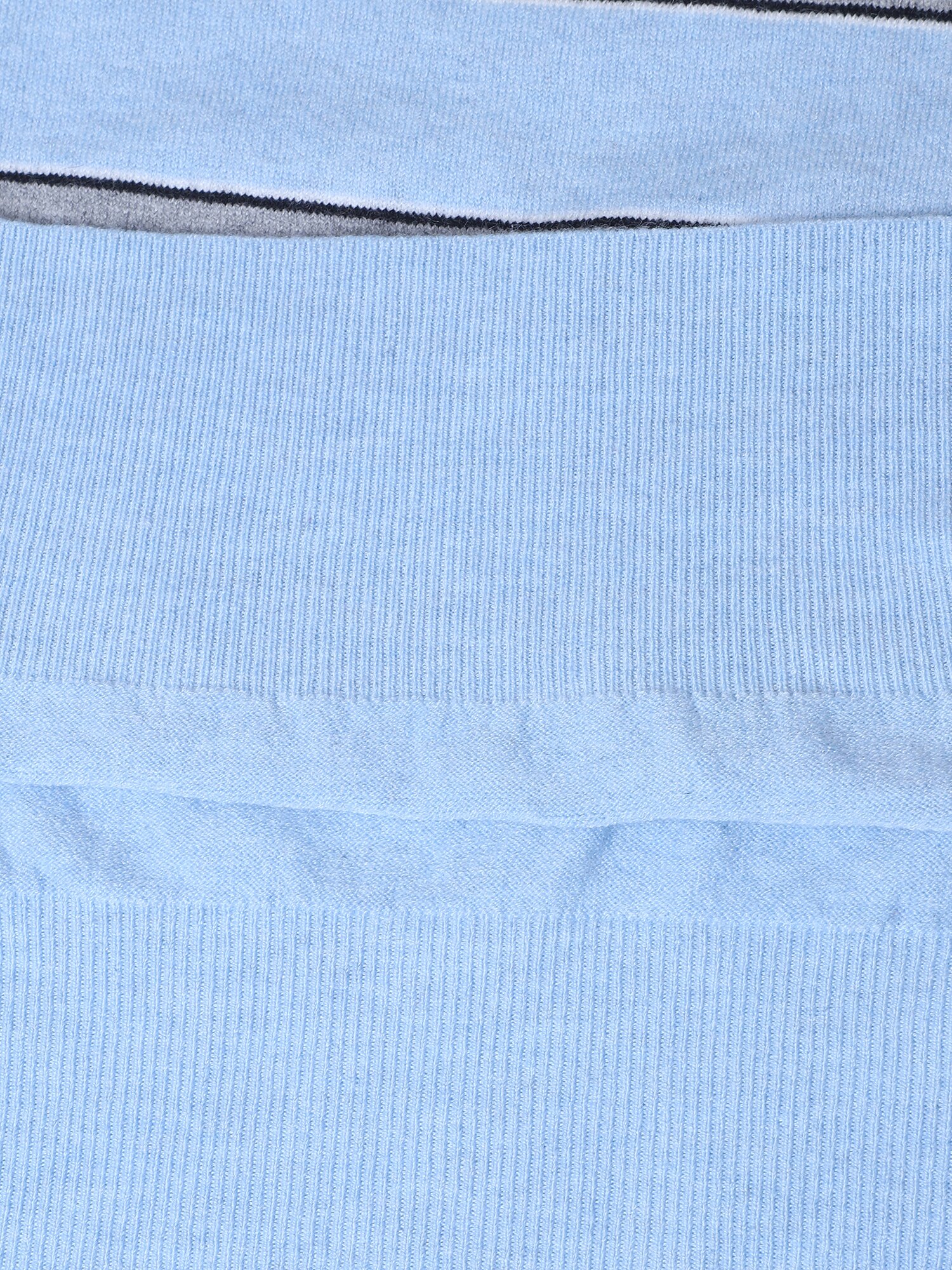 스트라이프 오픈 칼라 풀오버 니트 (LIGHT BLUE)