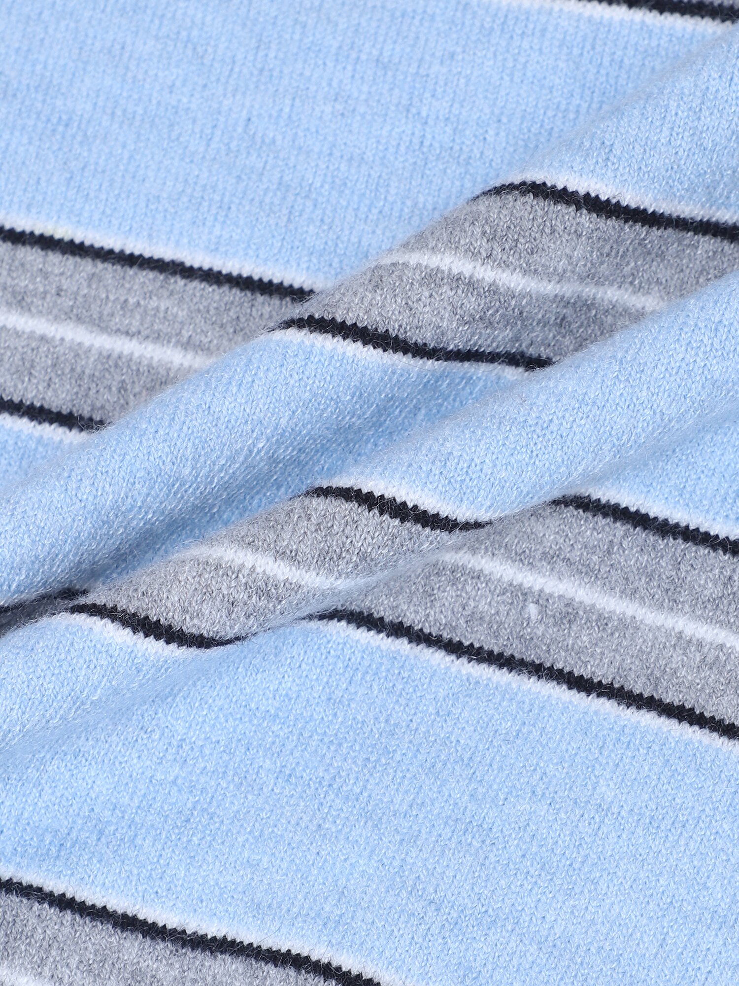 스트라이프 오픈 칼라 풀오버 니트 (LIGHT BLUE)