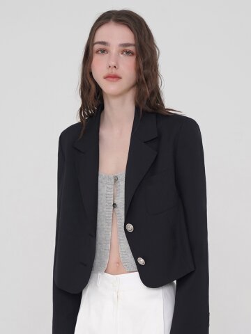 싱글 버튼 자켓 - 다크네이비
