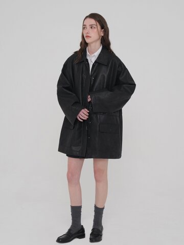 레더 가죽 점퍼 - 블랙
