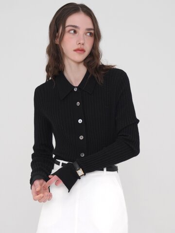 울 니트 카라 - 블랙