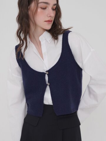 니트 뷔스티에 - 아이보리/그레이/레드/네이비
