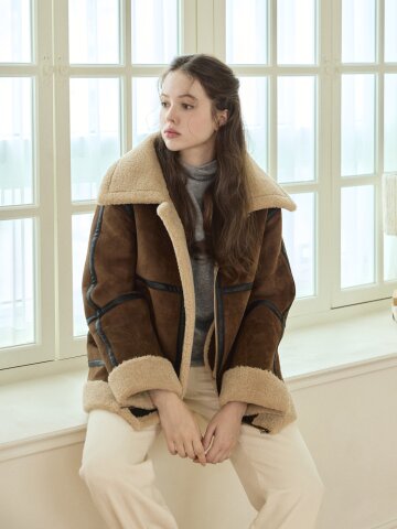 테디 무스탕 자켓 - 초코브라운