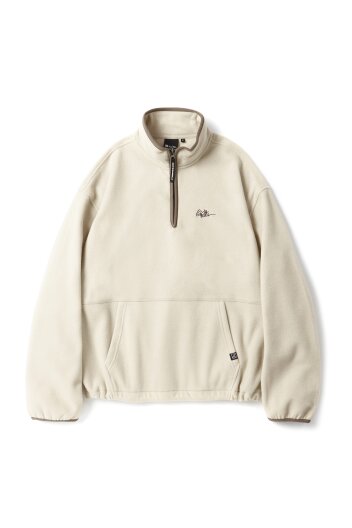 S-SCRIPT LOGO FLEECE HALF ZIP CREWNECK_L.BEIGE