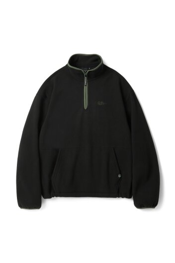 S-SCRIPT LOGO FLEECE HALF ZIP CREWNECK_BLACK