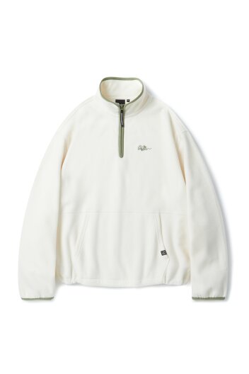 S-SCRIPT LOGO FLEECE HALF ZIP CREWNECK_IVORY