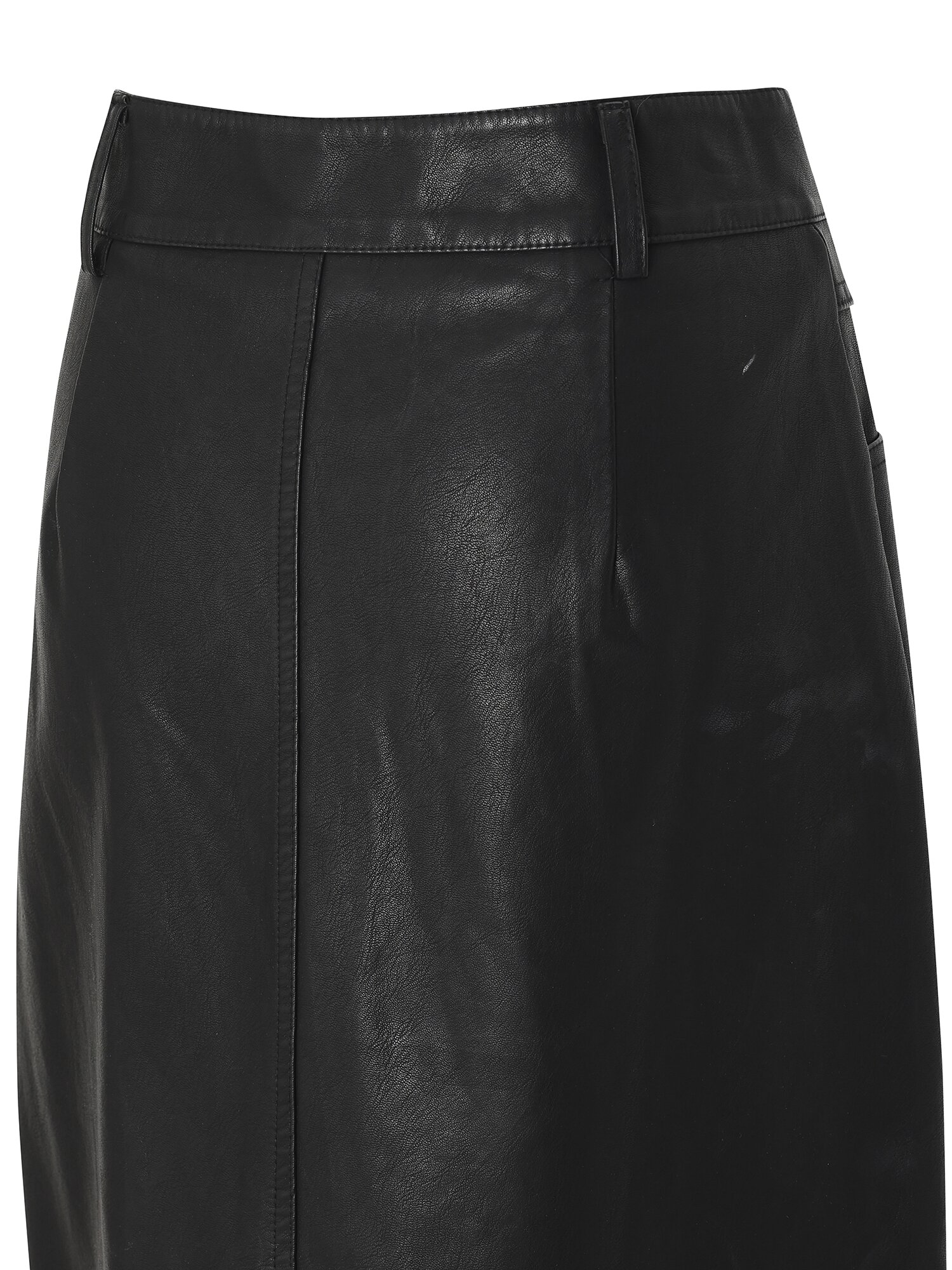 페이크 레더 H라인 스커트 (BLACK)
