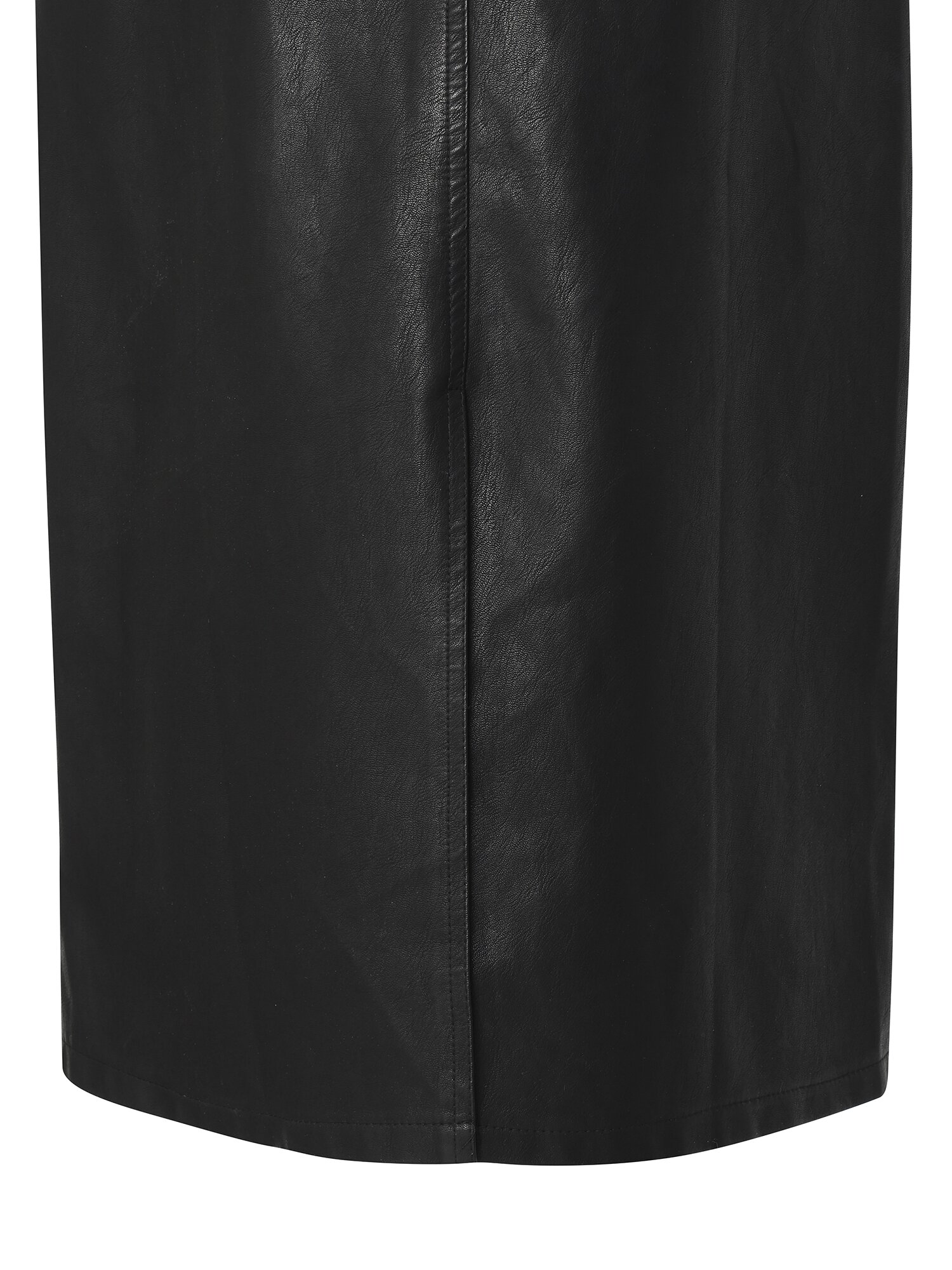 페이크 레더 H라인 스커트 (BLACK)
