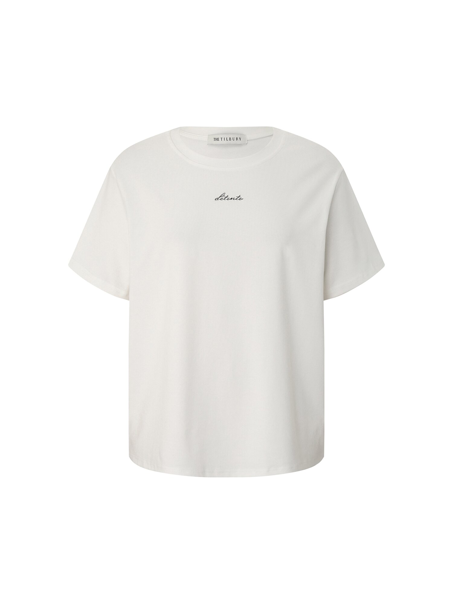 레터링 자수 라운드넥 티셔츠 (IVORY)
