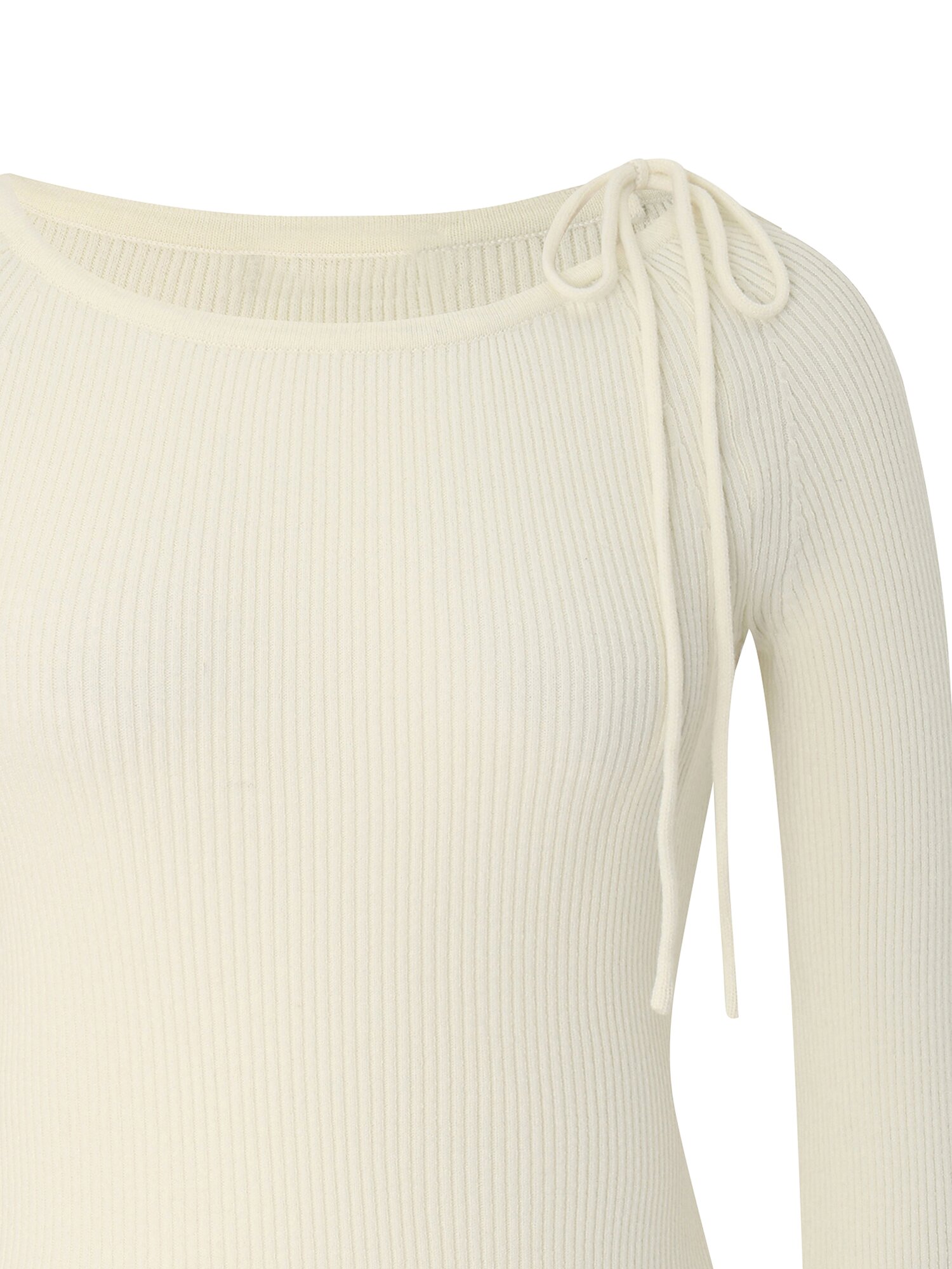 사이드 리본 보트넥 풀오버 니트 (IVORY)