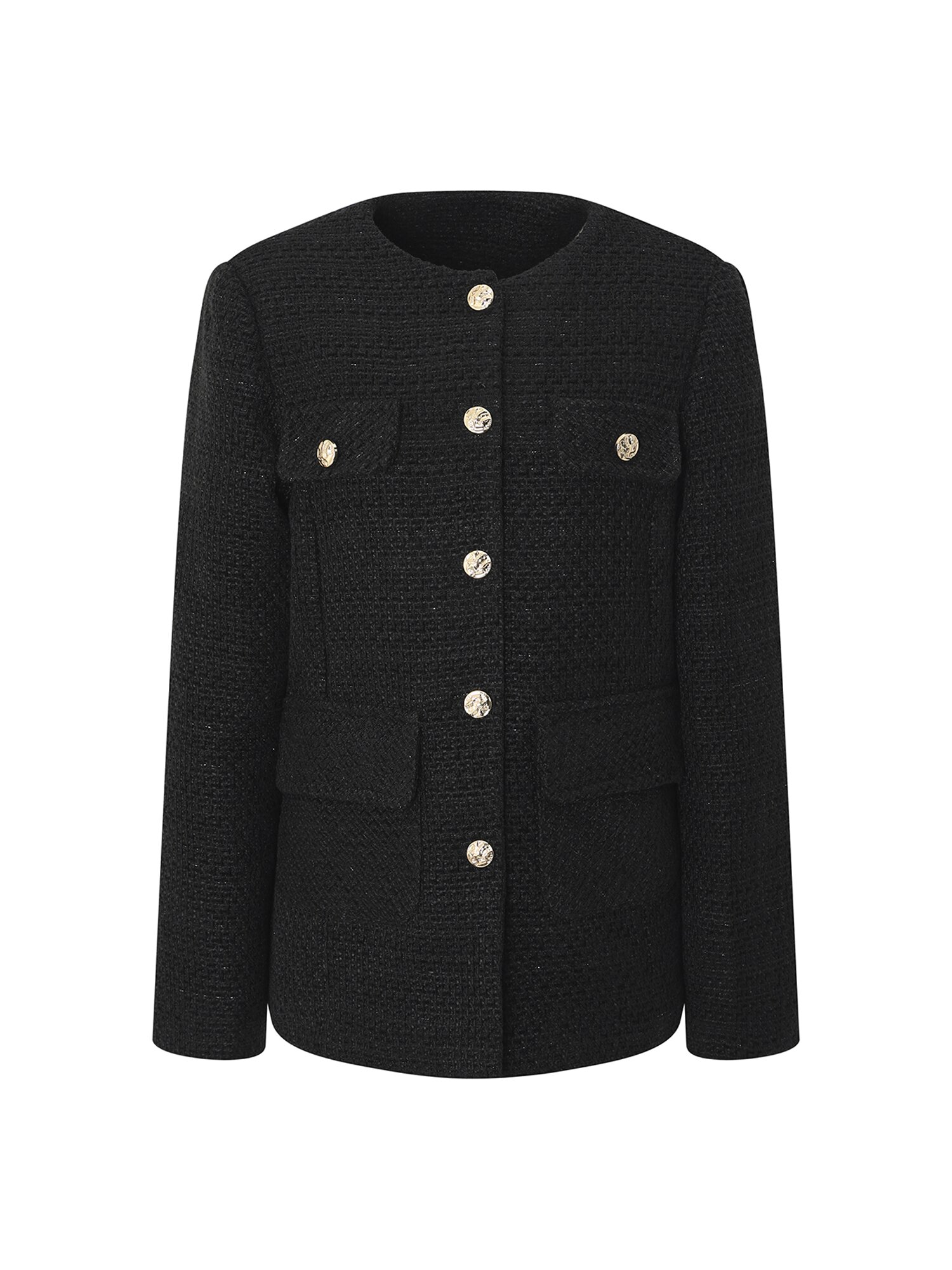 라운드넥 하프 트위드 재킷  (BLACK)