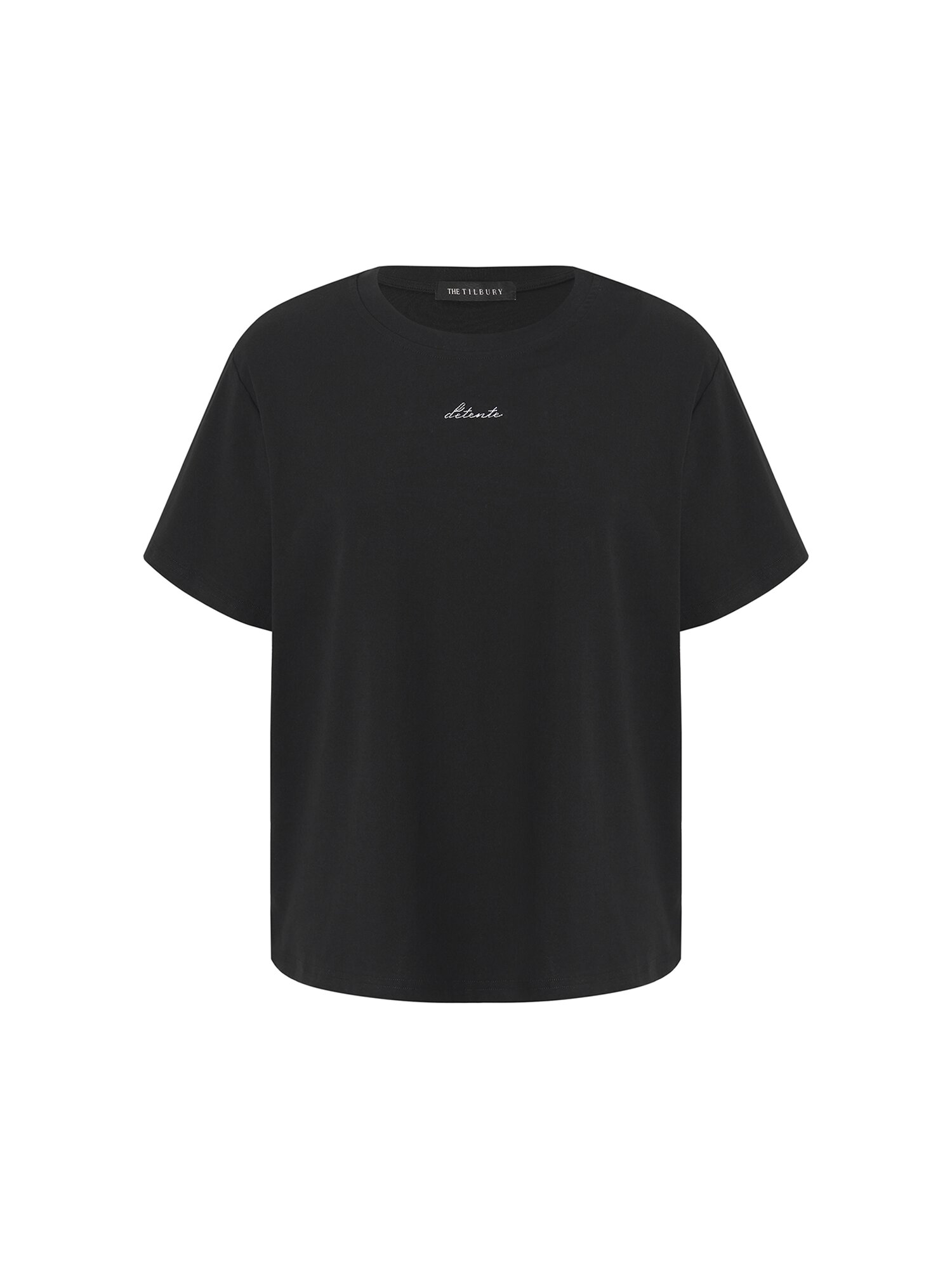 레터링 자수 라운드넥 티셔츠 (BLACK)