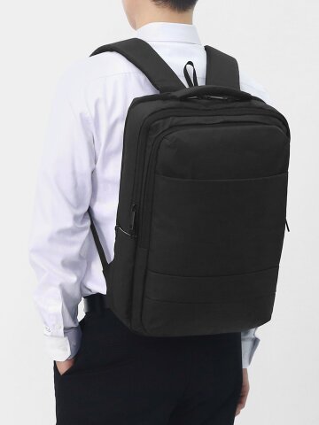 남성 데일리 스퀘어 숄더백 노트북 수납 블랙 심플 백팩 BGB017