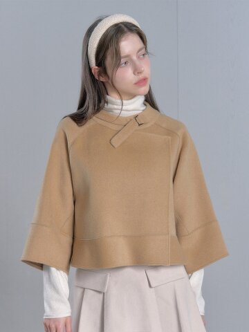 20%캐시 핸드메이드 케이프 코트 - 카멜/아이보리/블랙