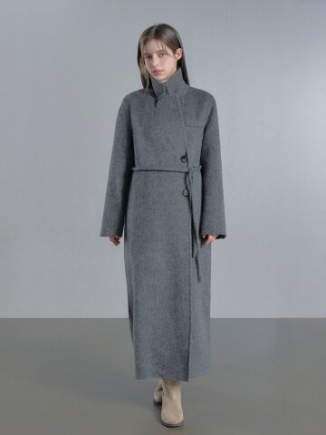 캐멀헤어 투버튼 싱글 핸드메이드 롱 코트 - 블랙/카멜/그레이
