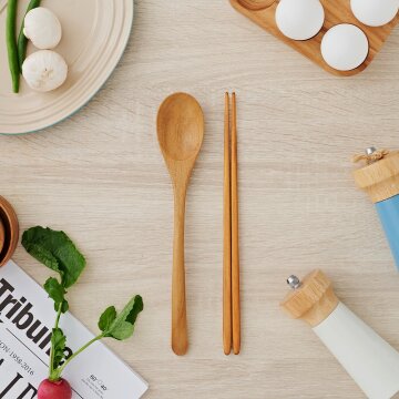 파뷔에 티크 우드 항균 수저세트