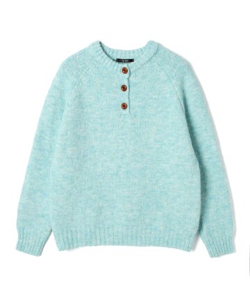 여성 헤어리 헨리넥 니트 (GREEN) (HC2LKC2)