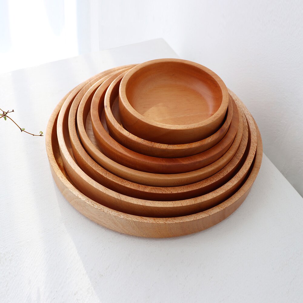 (1+1) 마호가니 우드 원형 플레이트 접시 18cm (총2P)