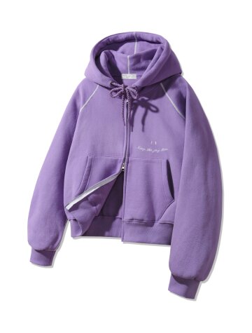 [기모] 바켄 스마일 피치 브러쉬 래글런 후드집업 BK7976_연보라