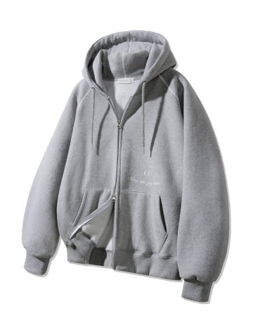 [기모] 바켄 스마일 피치 브러쉬 래글런 후드집업 BK7976_그레이