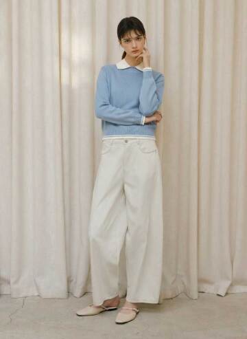 칼라 레이어드 풀오버 니트 