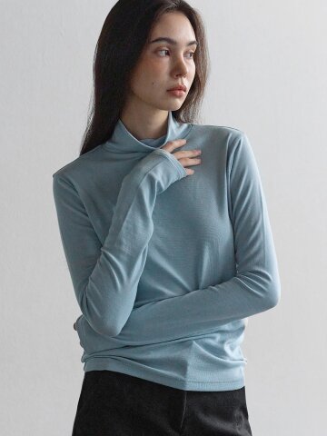 2512 SECOND SKIN TURTLE NECK TEE - BLUE