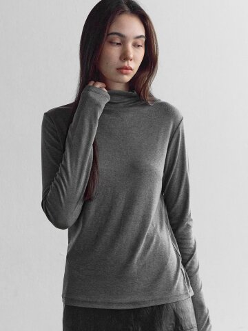 2512 SECOND SKIN TURTLE NECK TEE - CHARCOAL