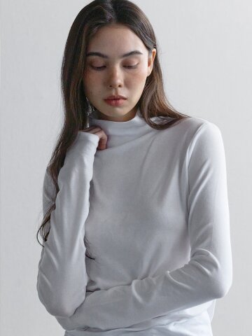 2512 SECOND SKIN TURTLE NECK TEE - WHITE