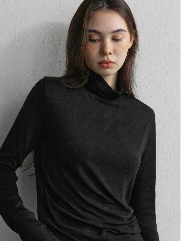 2512 SECOND SKIN TURTLE NECK TEE - BLACK