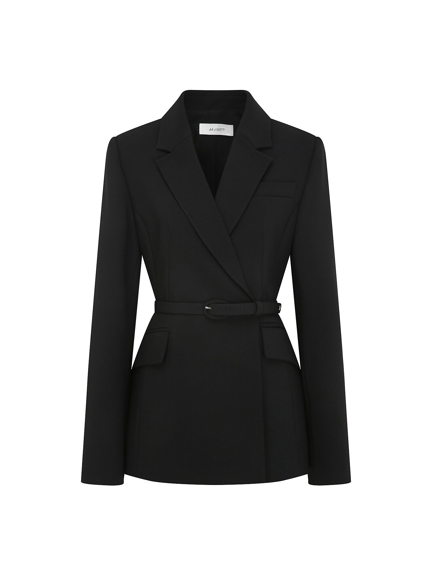 벨티드 테일러드 더블 원버튼 재킷 (BLACK)