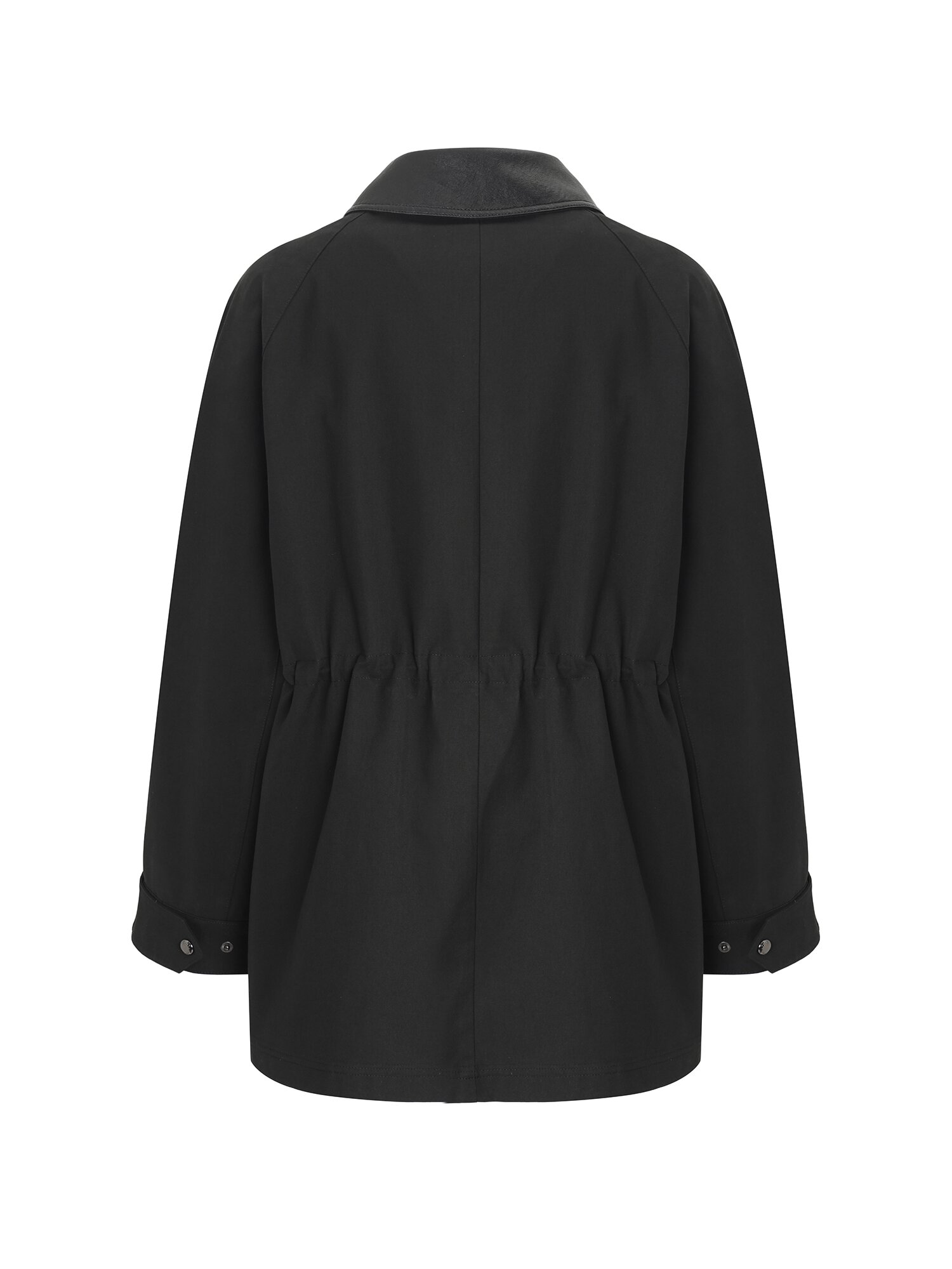 래글런 포켓 배색 칼라 점퍼 (BLACK)