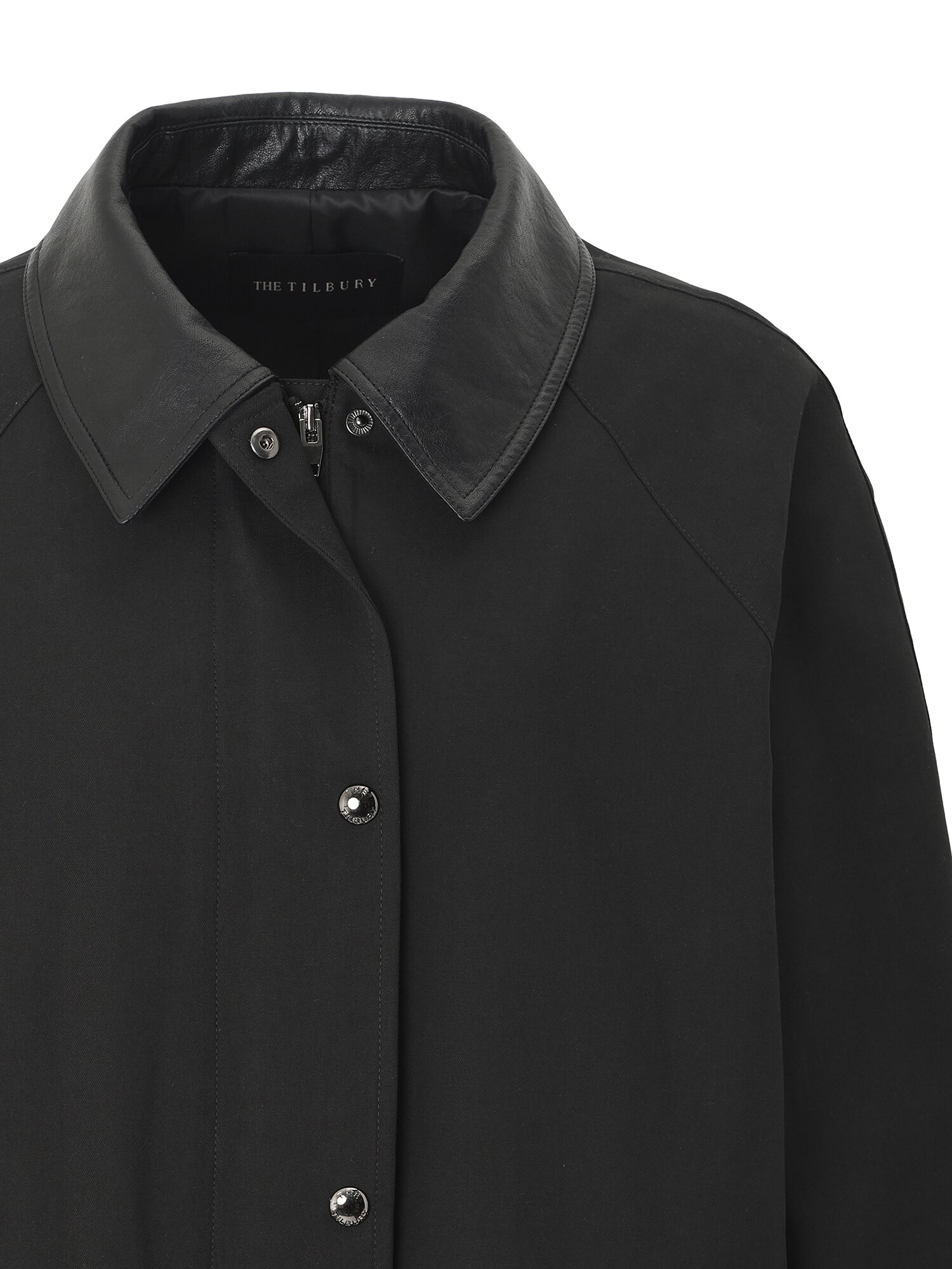 래글런 포켓 배색 칼라 점퍼 (BLACK)