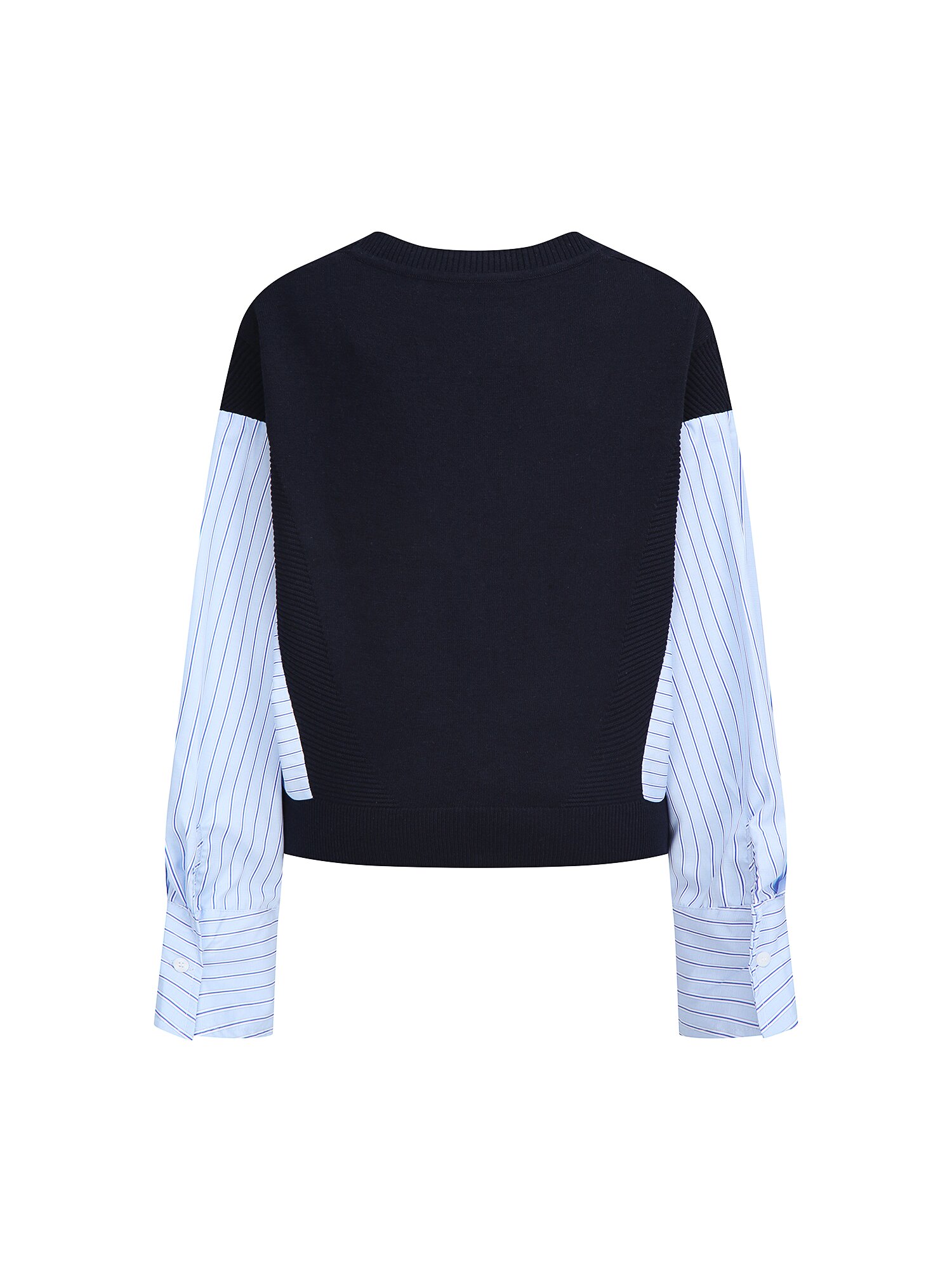 셔츠 배색 돌먼 브이넥 가디건 (NAVY)