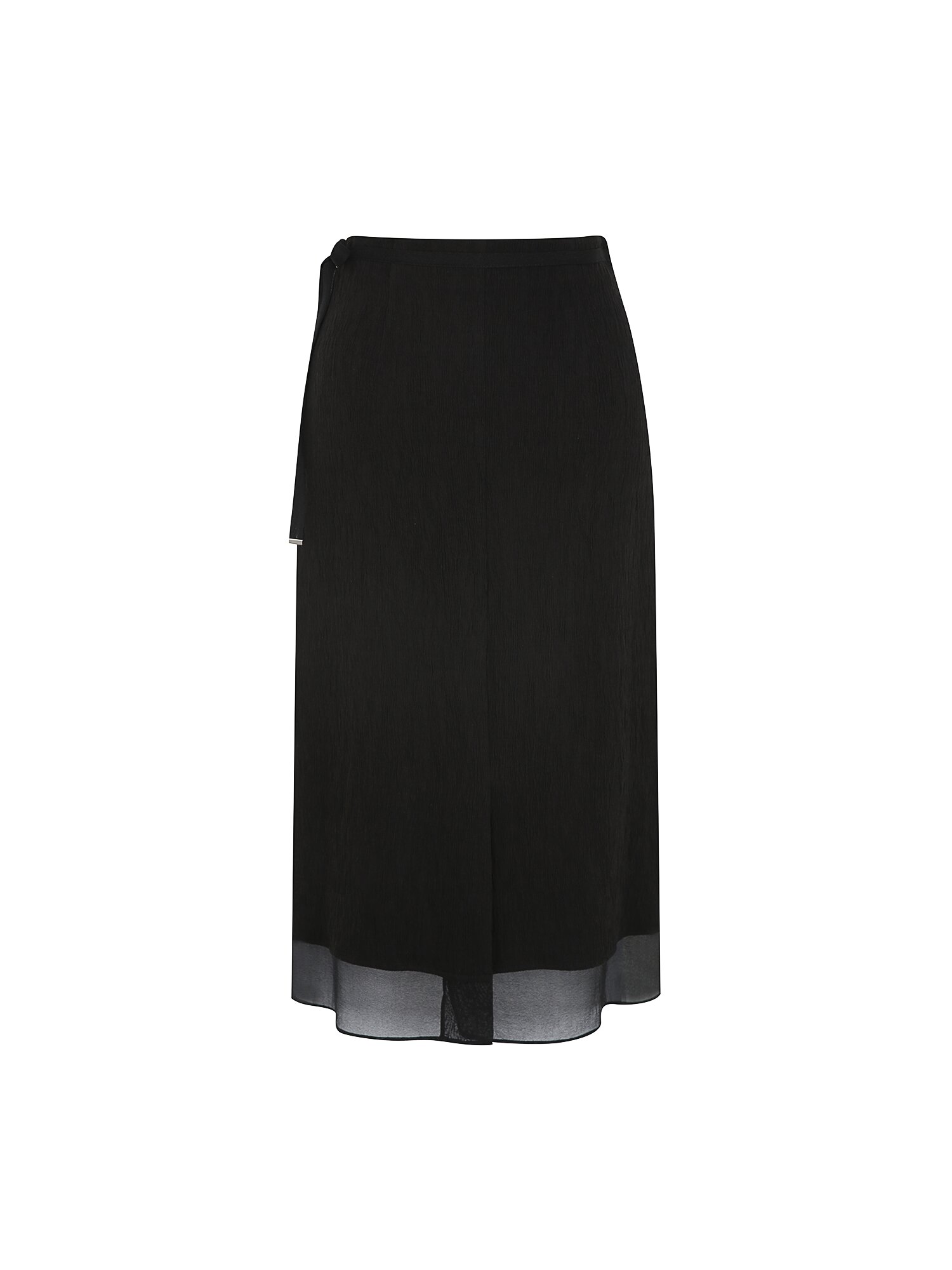 링클 시스루 헴 H라인 스커트 (BLACK)