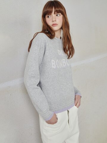 글리터 레터링 풀오버 니트 