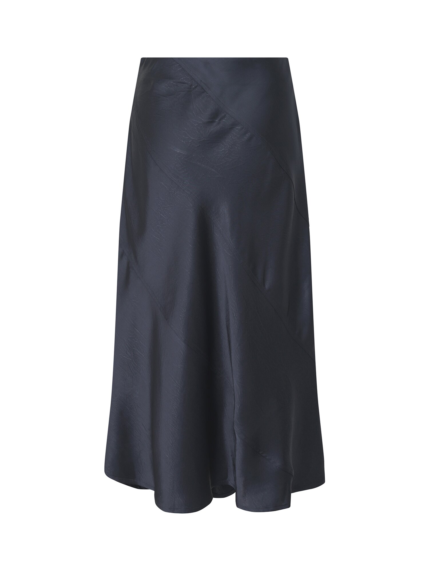 크링클 사틴 플레어 스커트 (NAVY)