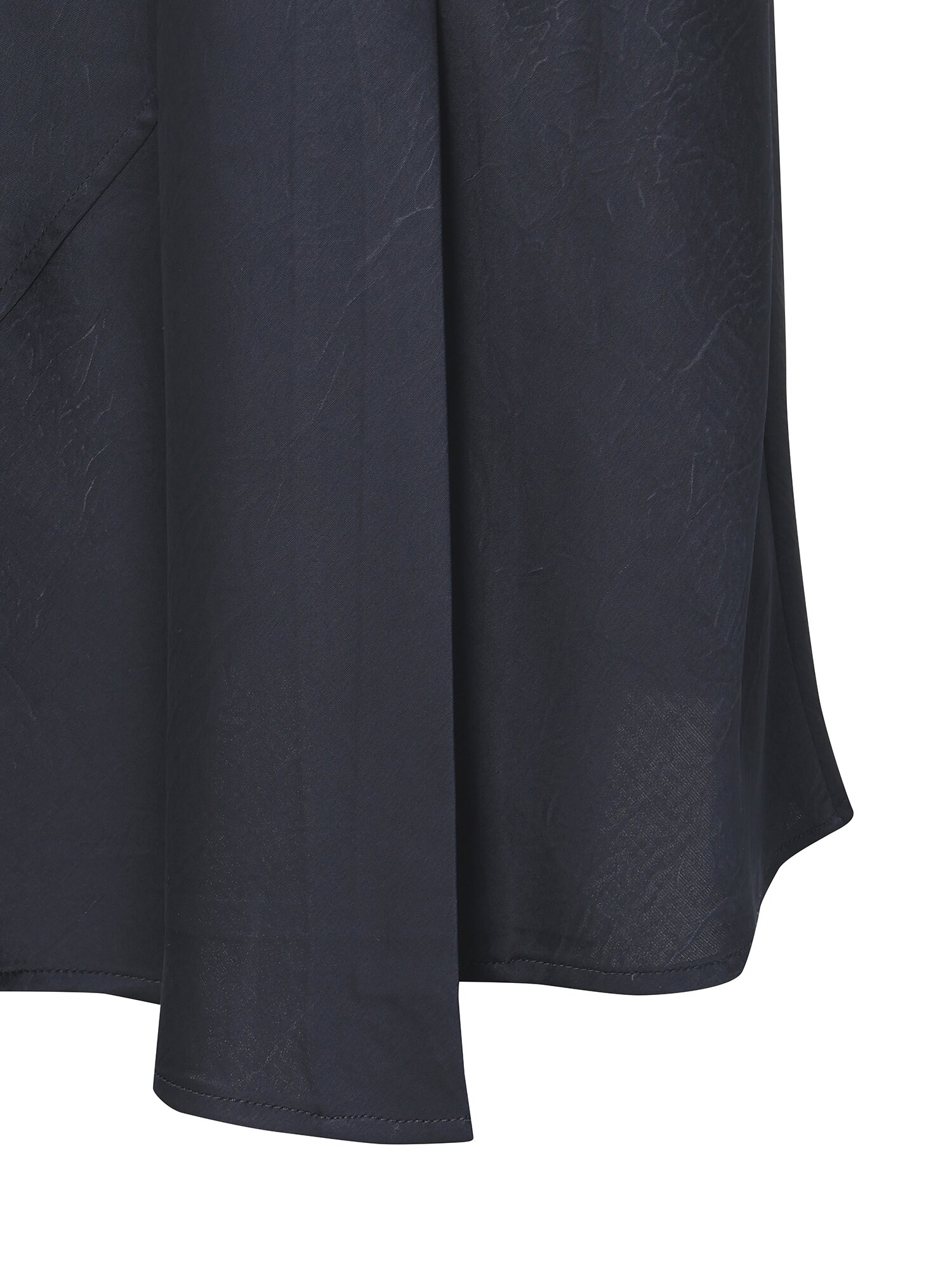 크링클 사틴 플레어 스커트 (NAVY)