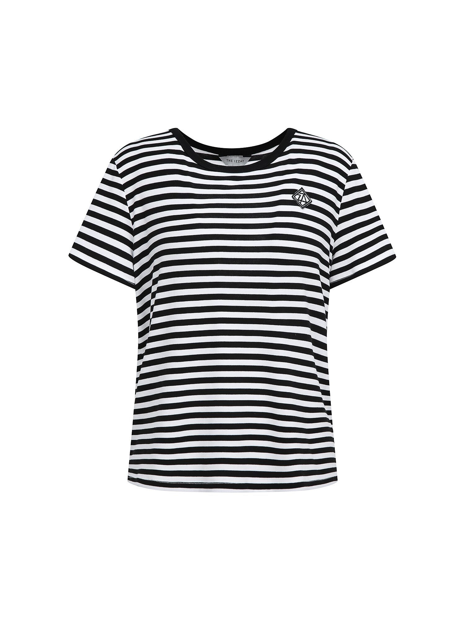 스트라이프 자수 패치 티셔츠 (STRIPE BLACK)