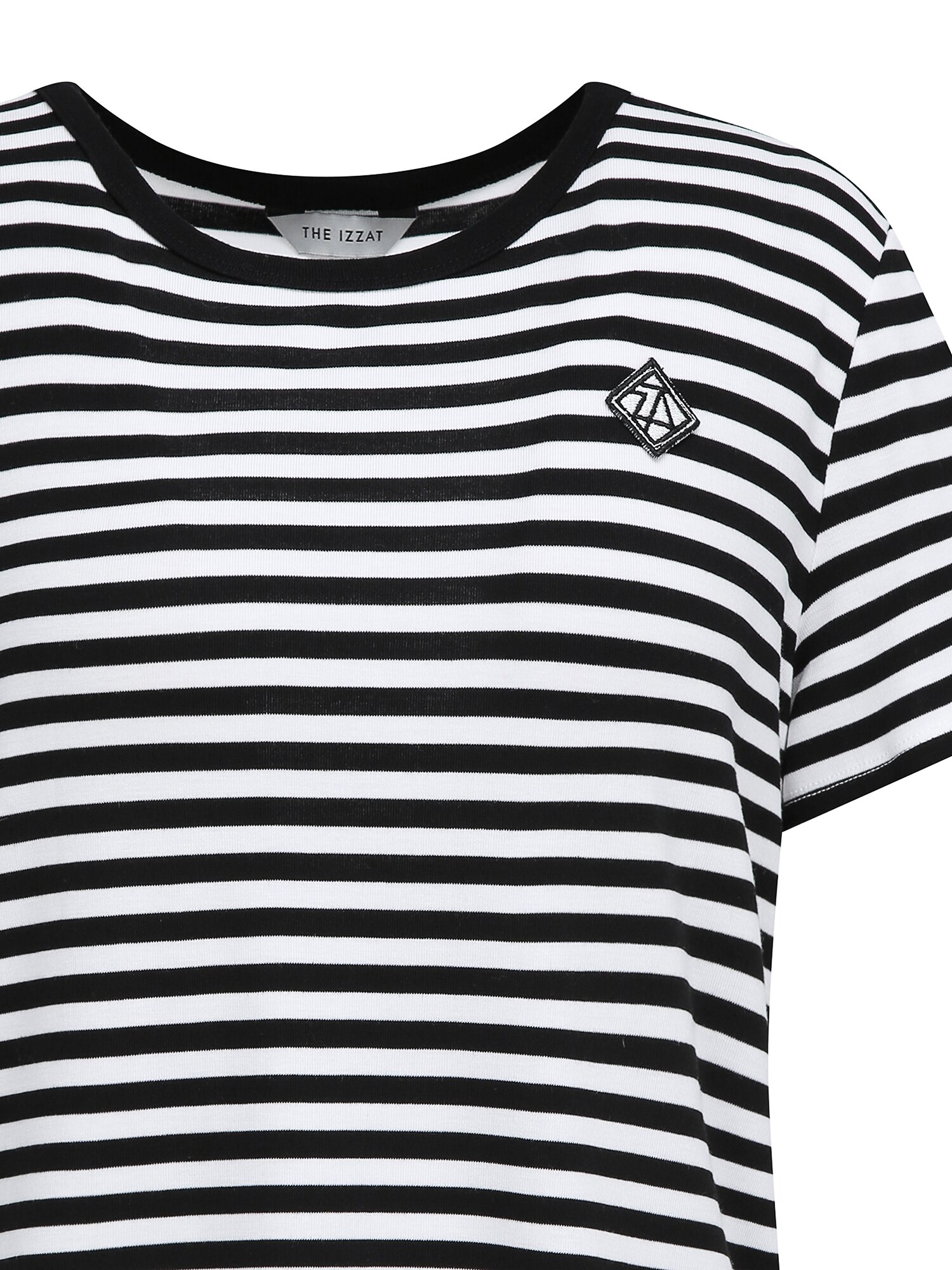 스트라이프 자수 패치 티셔츠 (STRIPE BLACK)