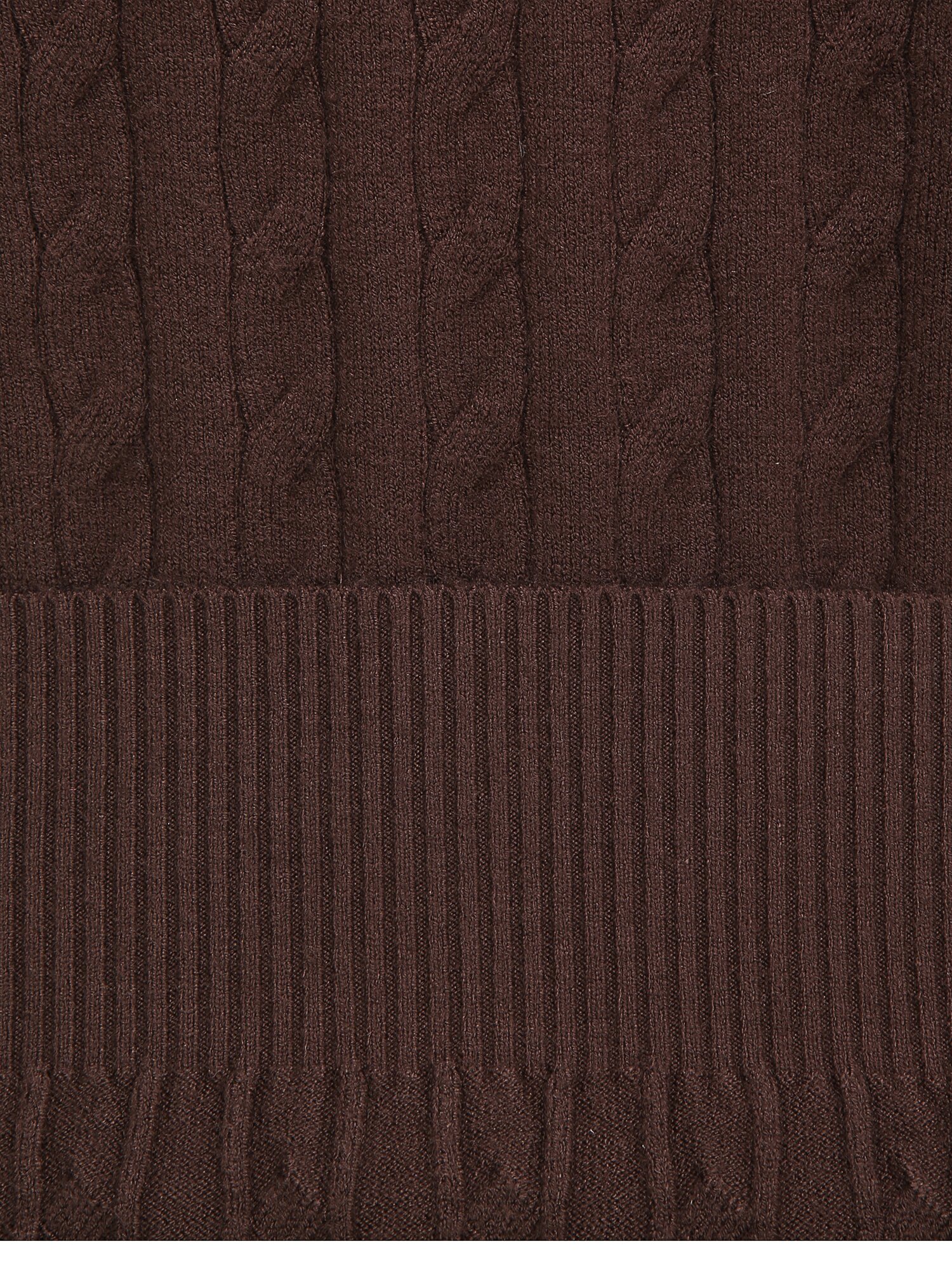 배색 케이블 라운드넥 가디건 (BROWN)