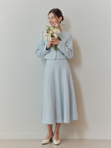 [세트] 소프트 트위드 자켓 & 스커트 / 라이트 블루
