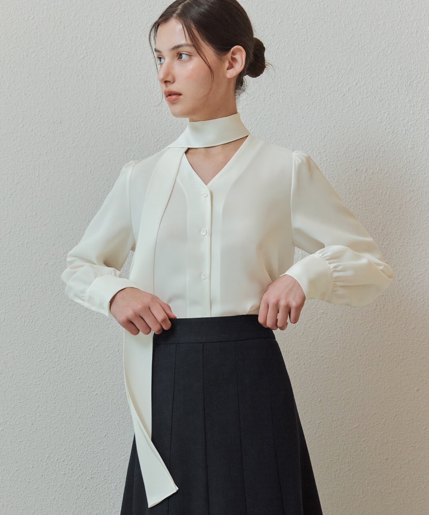 [4컬러] 뉴 타이 블라우스