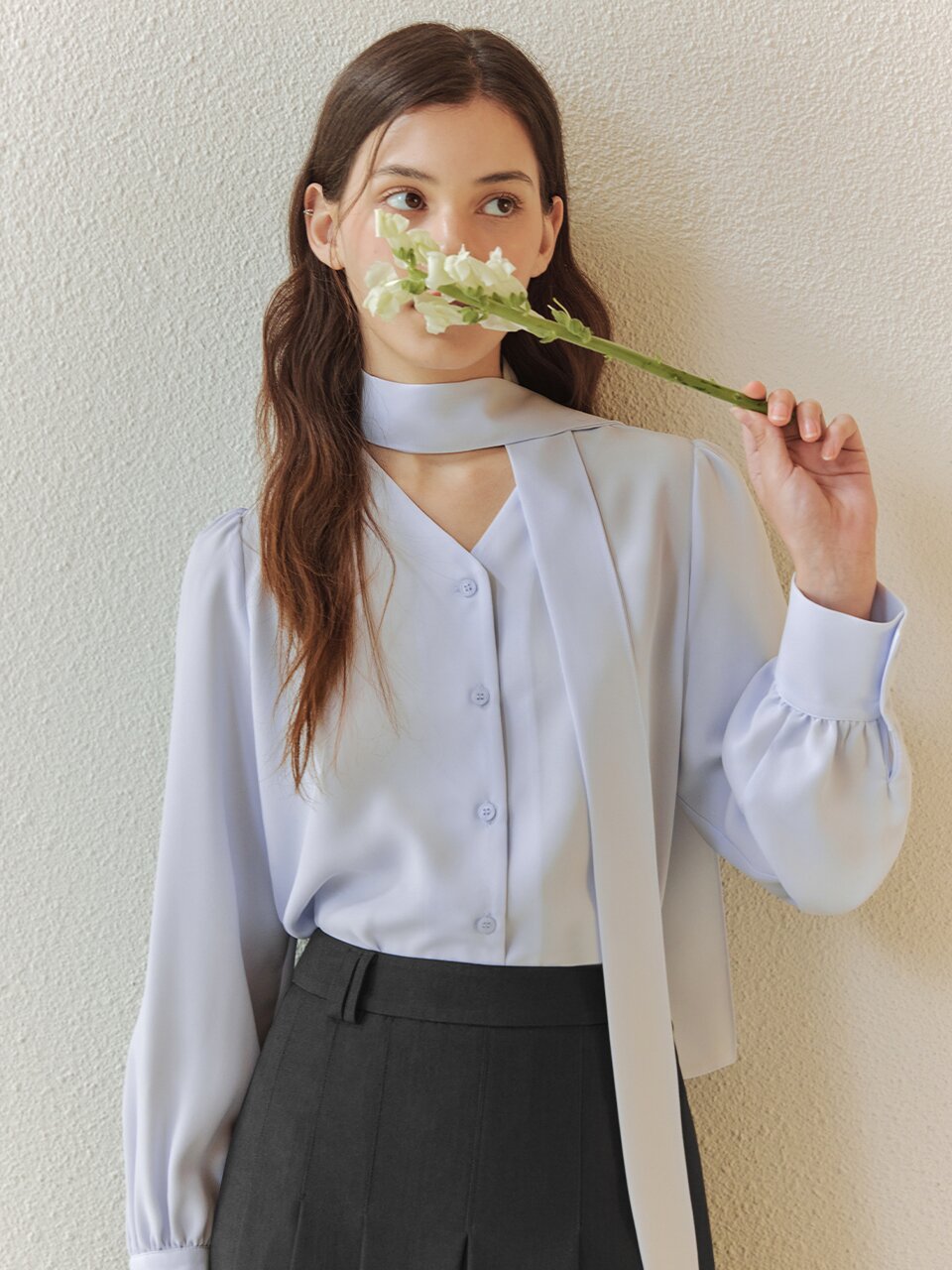 [4컬러] 뉴 타이 블라우스